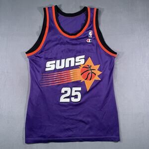 Vintage 90s Champion Phoenix Suns Jersey Miller #25 NBA Mens Medium Purple Retro